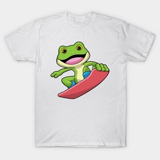 Frog as Snowboarder with Snowboard T-Shirt